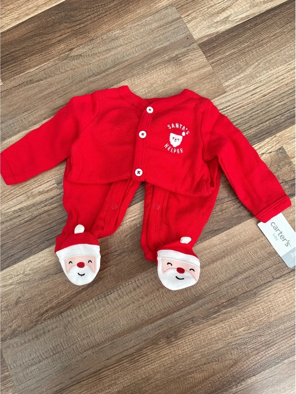 Carter's 3M Santa's Helper Red Baby Footed Pajamas